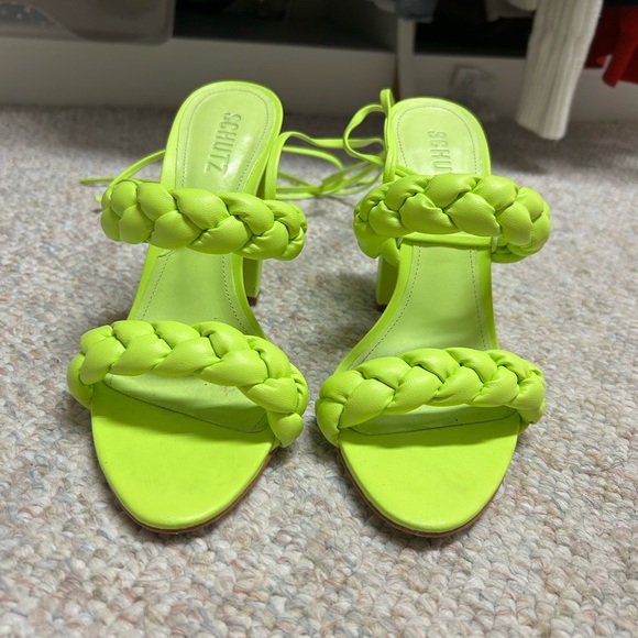 SCHUTZ Lime Braided Women's Heels - Picture 1 of 4